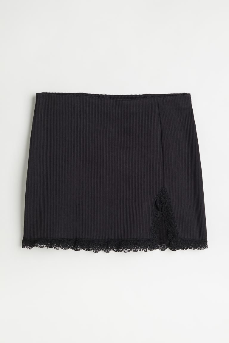 Ribbed lace-detail skirt | H&M (UK, MY, IN, SG, PH, TW, HK)