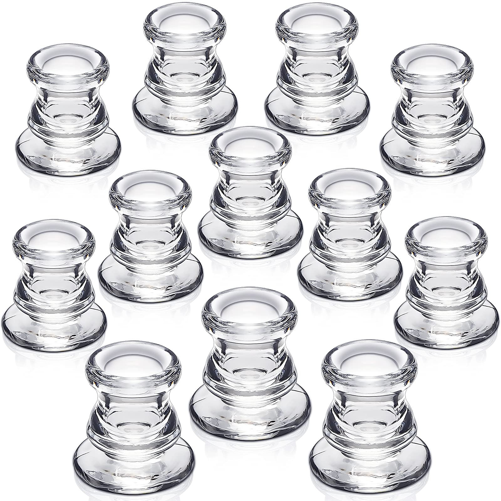 Candlestick Holders Bulk - 12PCS Taper Candle Holders for Table Centerpiece - Thick Glass Candle ... | Amazon (US)