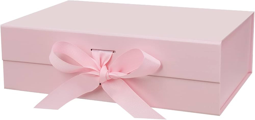 10.5"X7.5"X3.1" Pink Magnetic Gift Box with Lid and Ribbon for Presents | Amazon (US)