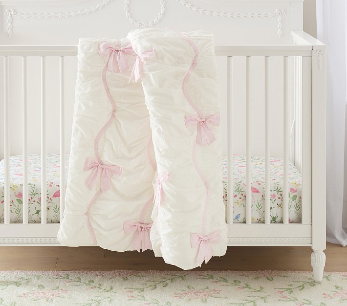 Pink Stripe Bow Baby Quilt | Pottery Barn Kids