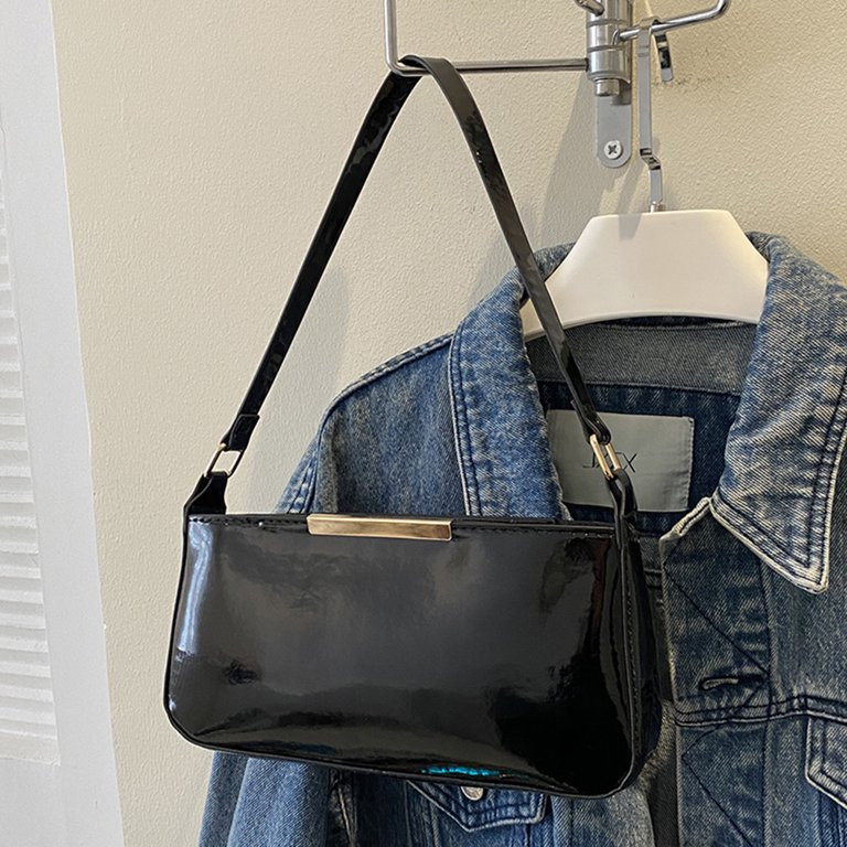 Yucurem Women Shoulder Bag PU Leather Armpit Bag Solid Color Female Purse (Black) | Walmart (US)