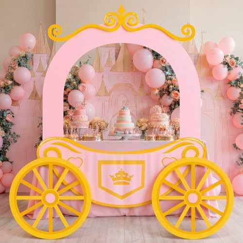 5.2FT Princess Party Table Decoration with Carriage Cardboard Cutout 72 x 30 Inch Table Cover Ban... | Amazon (US)