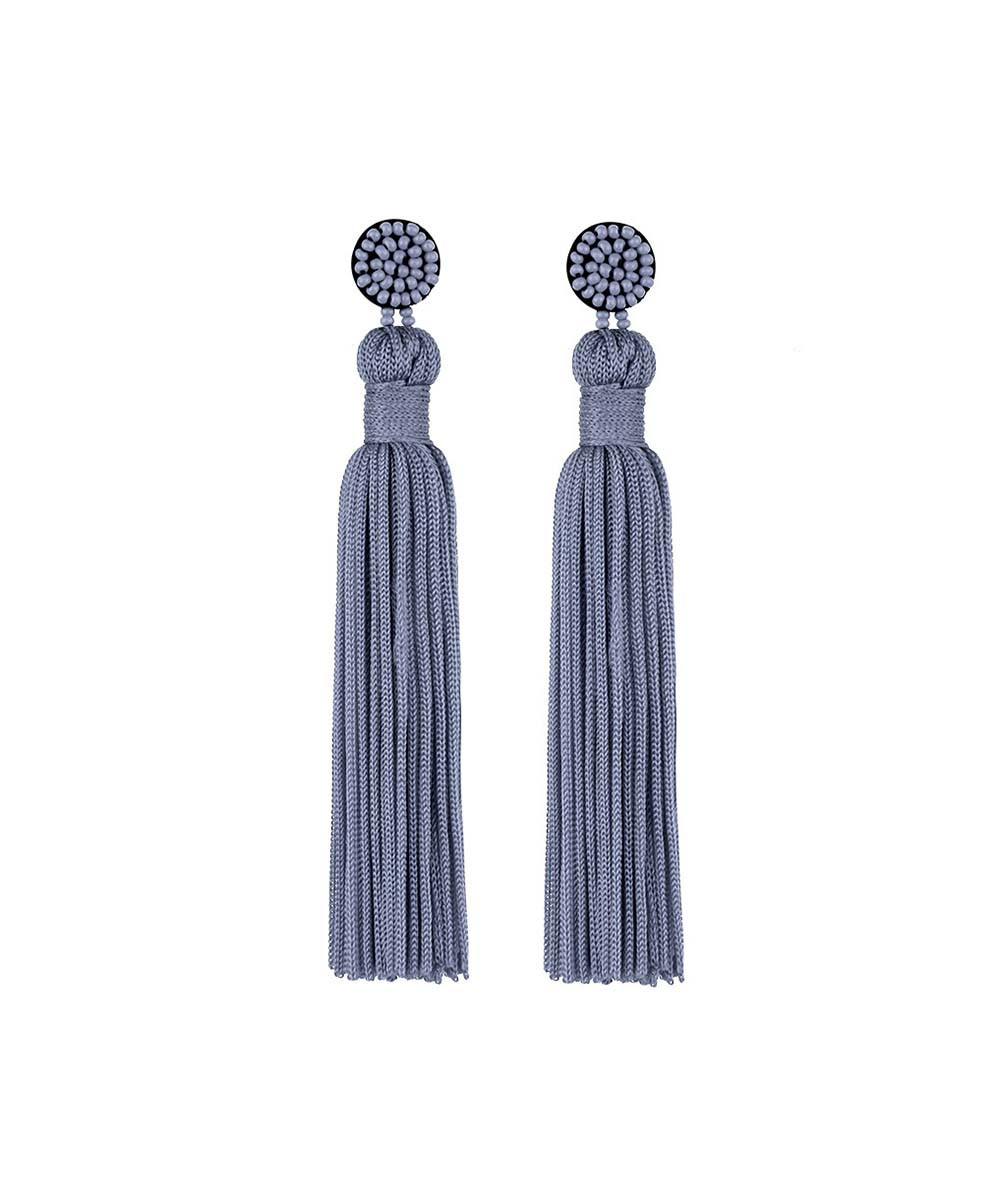 Ella & Elly Women's Earrings Blue - Goldenrod Beaded Tassel Drop Earrings | Zulily