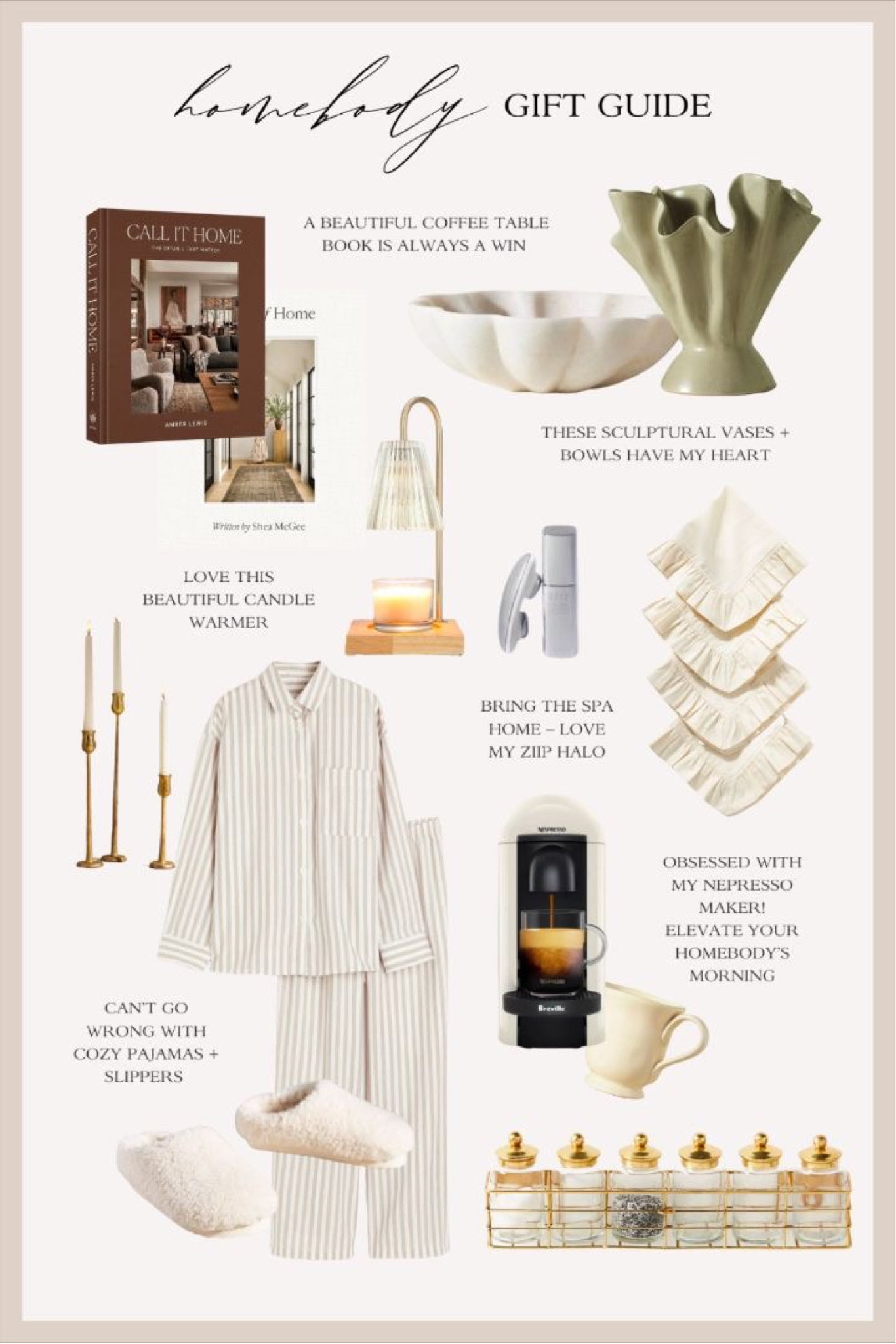 Gift guide for the homebody - always one of my favorite gift guides to pull together! Sharing home decor gift ideas, at home spa gift ideas, cozy home finds, and more. 

Gifts for her. Gifts for mom. Home decor gifts. Spa gifts. Beauty gifts. Pajamas. Cozy gifts. Gifts for friends. Gifts for sister. 

#LTKHoliday #LTKhome