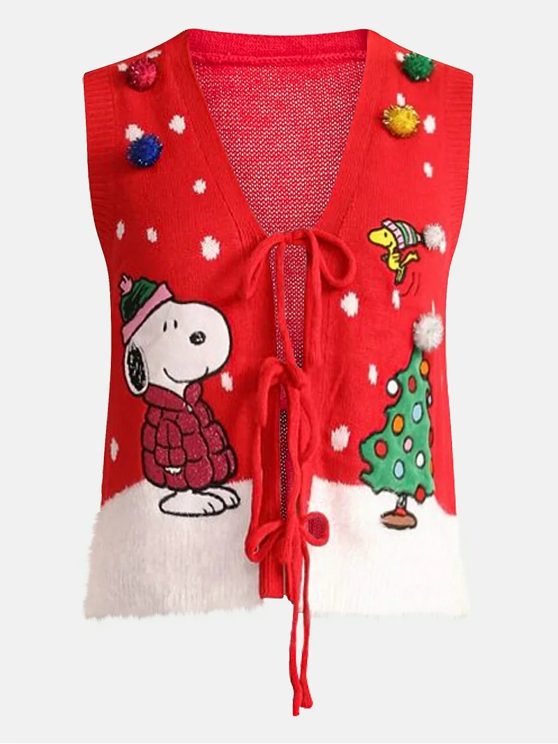 Peanuts Women's Snoopy Christmas Tie Vest, Sizes XXS-XXL | Walmart (US)
