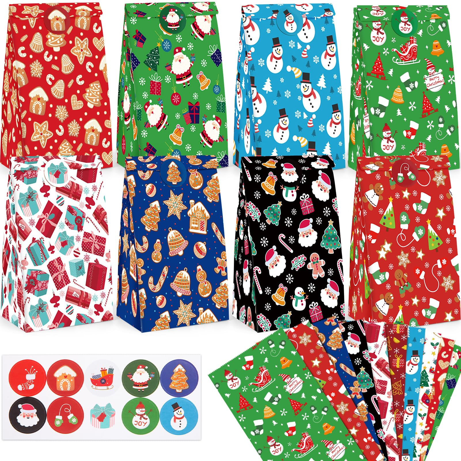 VGOODALL 54PCS Christmas Treat Bags with Stickers, Christmas Goodie Bags for Kids Party Favors | Amazon (US)