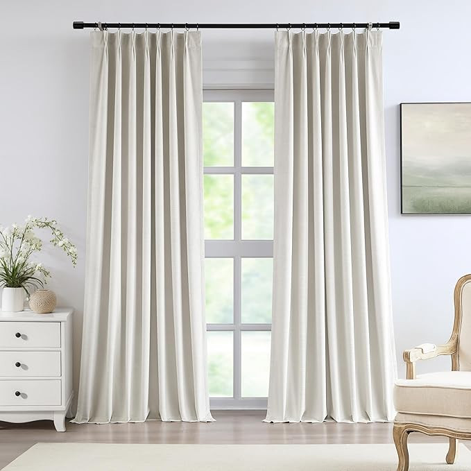 Vision Home Velvet Pinch Pleated Blackout Curtains 80% Room Darkening Window Curtains 95 inch for... | Amazon (US)