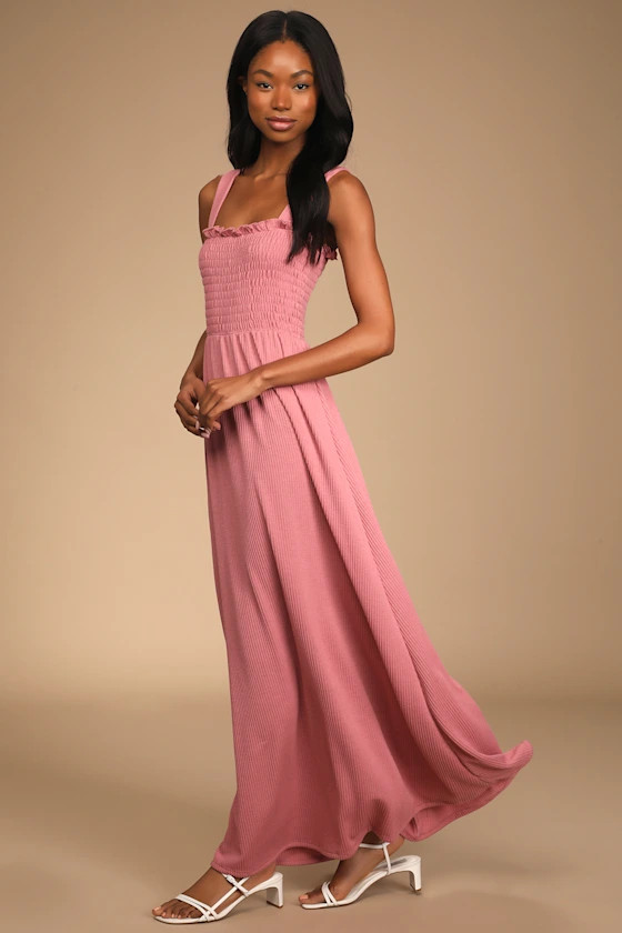 Dancing Into Love Mauve Ribbed Knit Sleeveless Maxi Dress | Lulus (US)