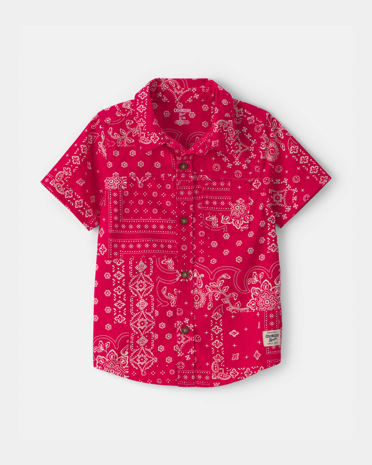 Toddler Boy Bandana Short-Sleeve Button-Down Shirt - Red | Carter's Inc