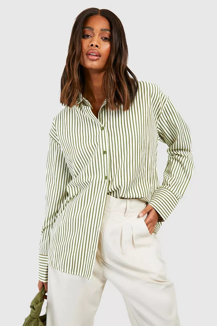 Oversized Striped Pocket Detail Shirt | Boohoo.com (UK & IE)