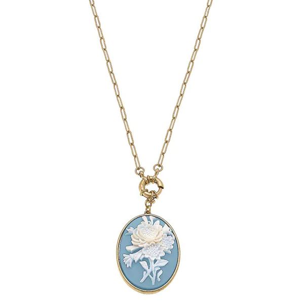 Emilie Resin Pendant Necklace in Wedgwood Blue | CANVAS