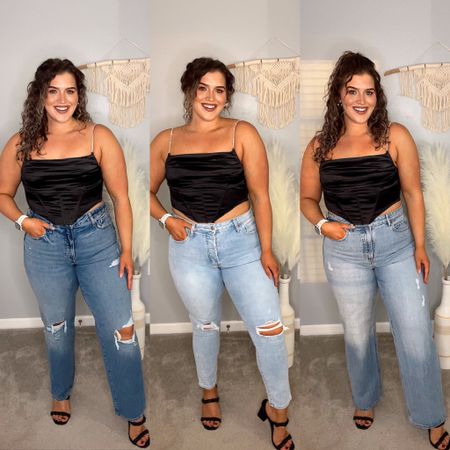 Size 12 Old Navy denim jean try on 👖
Trying 3 different styles, in the same size 12! 
Left: TTS
Middle: TTS
Right: Fits snug in hips, size up 1
#midsizeoutfits #jeans #denim #curvydenim #distressedjeans #straightjeans #anklejeans #skinnyjeans #widelegdenim #heels #blackheels #corsettop #casualoutfit 

#LTKcurves #LTKFind #LTKunder50
