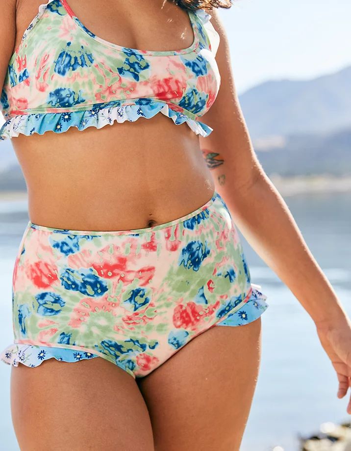 Aerie Printed Ruffle High Waisted Bikini Bottom | American Eagle Outfitters (US & CA)