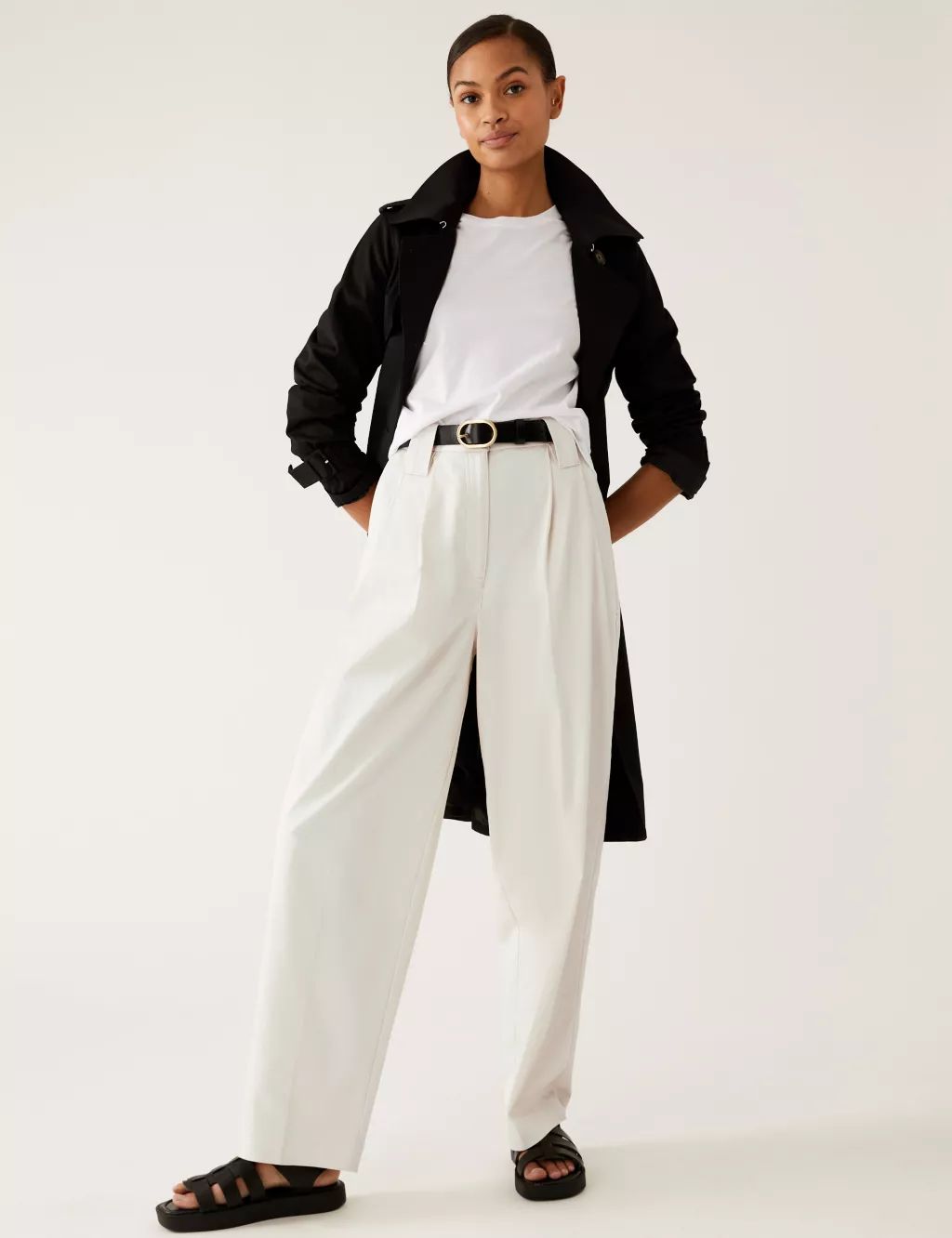 Tencel™ Rich Pleated Straight Leg Trousers | Marks & Spencer (UK)