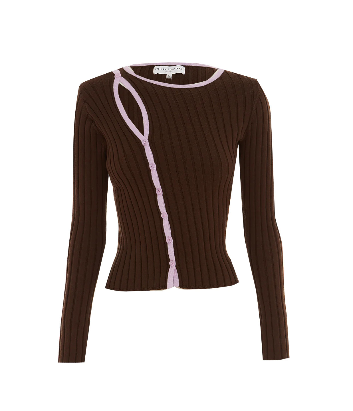 Riley Asymmetric Top in Chocolate with Lilac Trimming | Mode Sportif