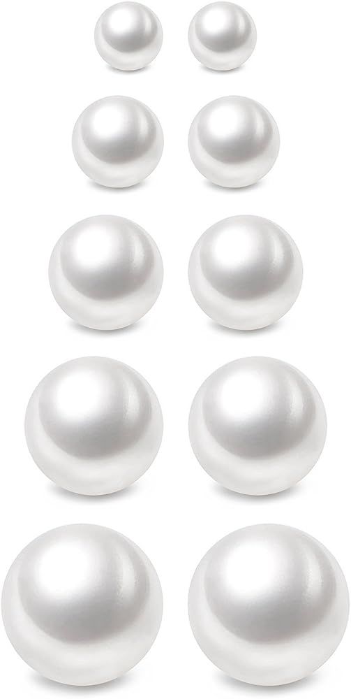 Charisma Pearl Earrings Surgical Steel Pearl Stud Earrings Set for Women Girls Faux Pearl Earring... | Amazon (US)