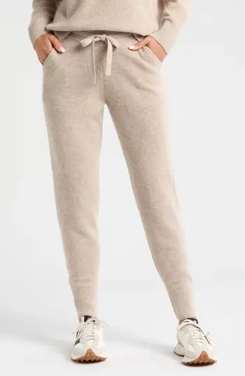 Zella Wool & Cashmere Knit Joggers in Tan Oxford Heather at Nordstrom Rack, Size X-Large | Nordstrom Rack