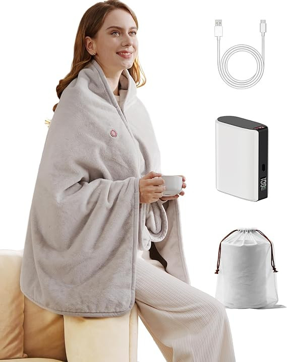 Rechargeable Warming Blanket with Battery Pack, Cordless Heated Throw for Home, Office, Car & Tra... | Amazon (US)
