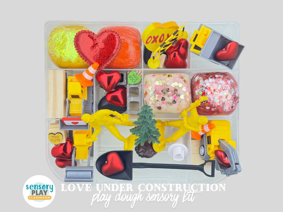 Love Under Construction Play Dough Sensory Kit | Valentines Day Gift | Etsy (US)