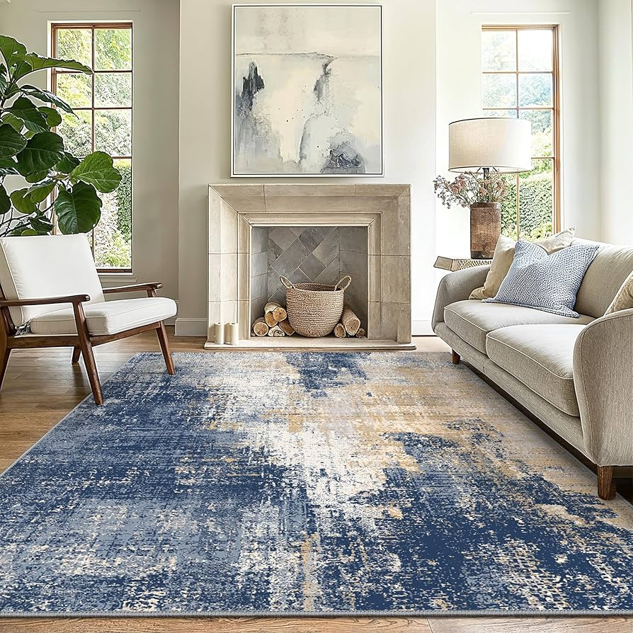 GENIMO Washable Area Rugs for Living Room Bedroom, 8x10 Modern Abstract Non Slip Rug, Low Pile So... | Amazon (US)