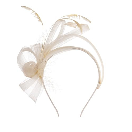 Nydotd Fascinators Headband with Feather Women's Tea Party Hat for Wedding Cocktail Dress Up Party (Champagne) | Amazon (US)