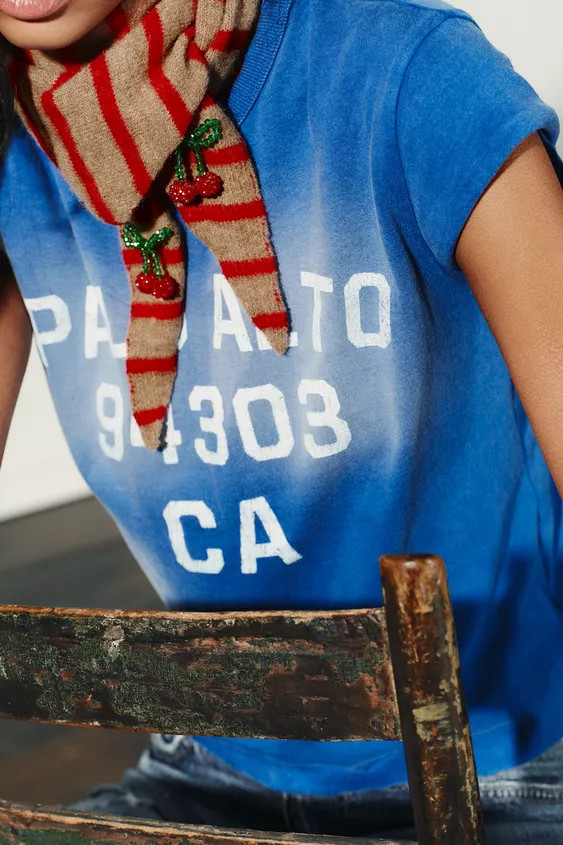 CHERRY STRIPE KNIT BANDANA | Zara US