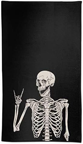 Soft Rock and Roll Skeleton Skull Boho Hippie Hand Towels 27.5x15.7 in Thin Bathroom Towel, Small... | Amazon (US)