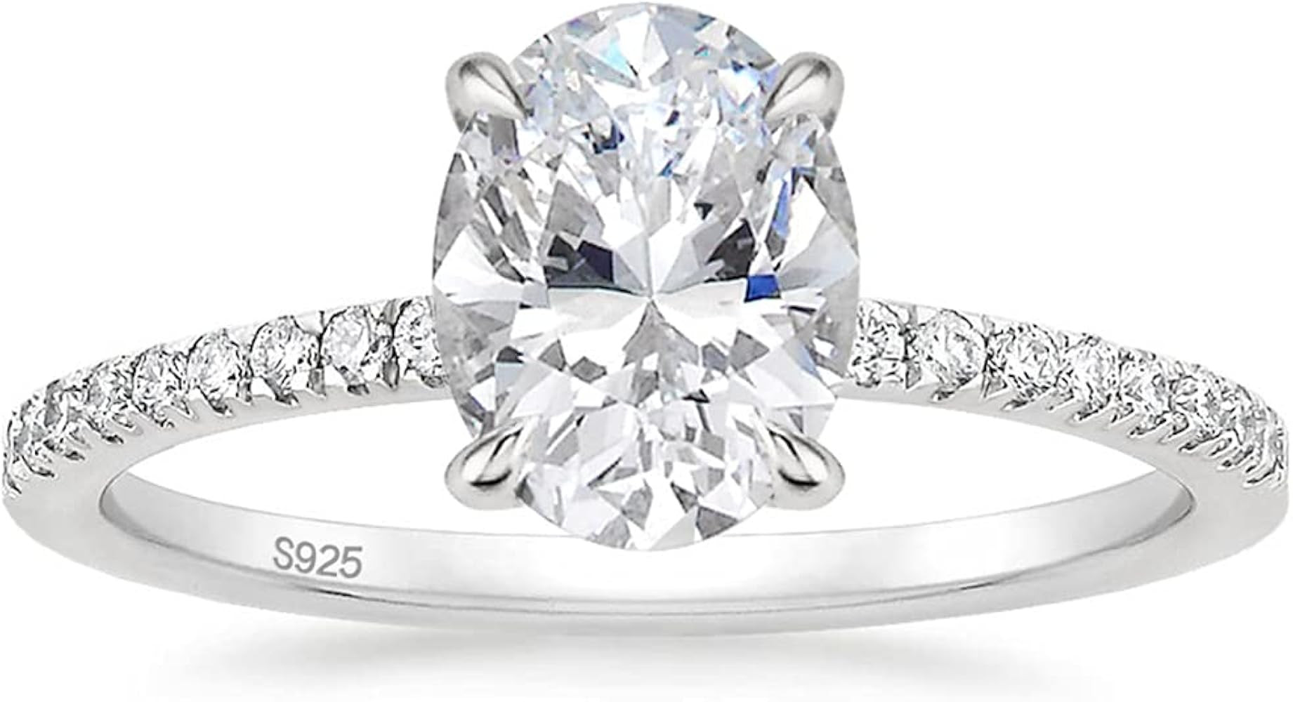 EAMTI 3CT 925 Sterling Silver Engagement Rings Oval Cut Cubic Zirconia CZ Wedding Promise Rings f... | Amazon (US)