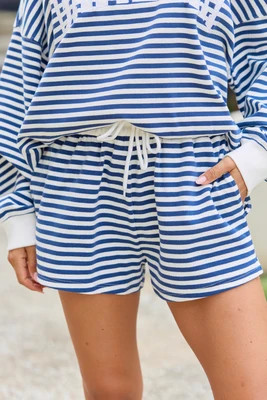 Saturday Social Blue Striped Shorts | Pink Lily