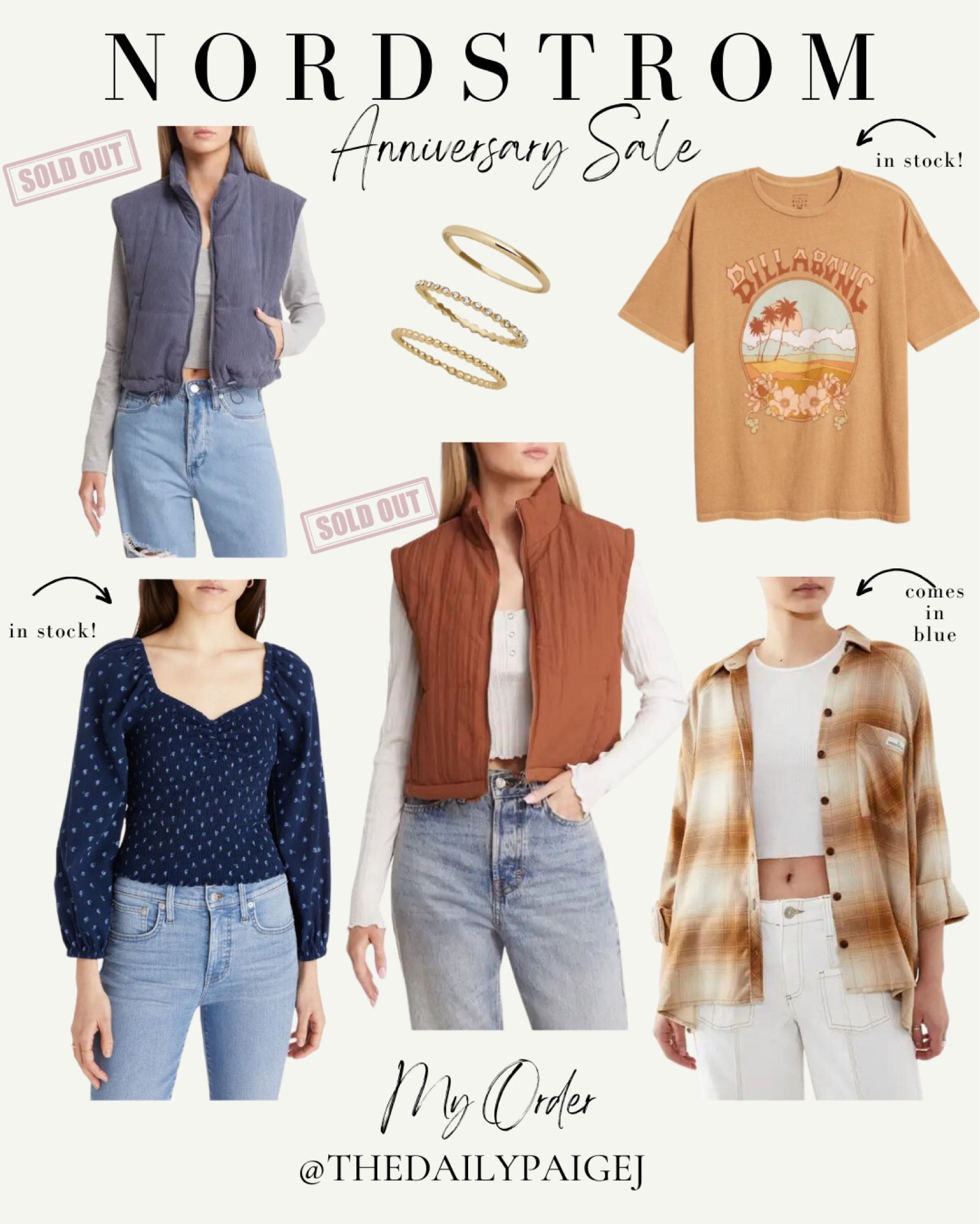 What I bought from the Nordstrom Anniversary Sale! I love to get pieces I will wear again and again in the fall. This means lots of layering pieces like plaid shirts and vests like the thread and supply vests. Although the vests are currently sold out from the sale, the other items I purchased are still in stock! This billabong graphic tee would be perfect for now with some cutoff denim shorts. This Madewell too is great with jeans for work or a night out. This plaid shirt is currently sold out in orange but in stock in the blue pattern. Still a bunch of great options available at the NSALE! 

Nordstrom sale, Nordstrom Anniversary sale, Nordstrom luggage, Nordstrom Anniversary travel, Nordstrom Anniversary beach bag, Nordstrom Anniversary active wear, summer sandals, summer outfit, summer dresses, n sale, NSale, Nordstrom finds, Nordstrom Rack, Anniversary Sale, billabong tee, NSALE still in stock, Nordstrom Sale still in stock, fall vests, fall plaid, Shackets

#LTKunder100 #LTKsalealert #LTKxNSale