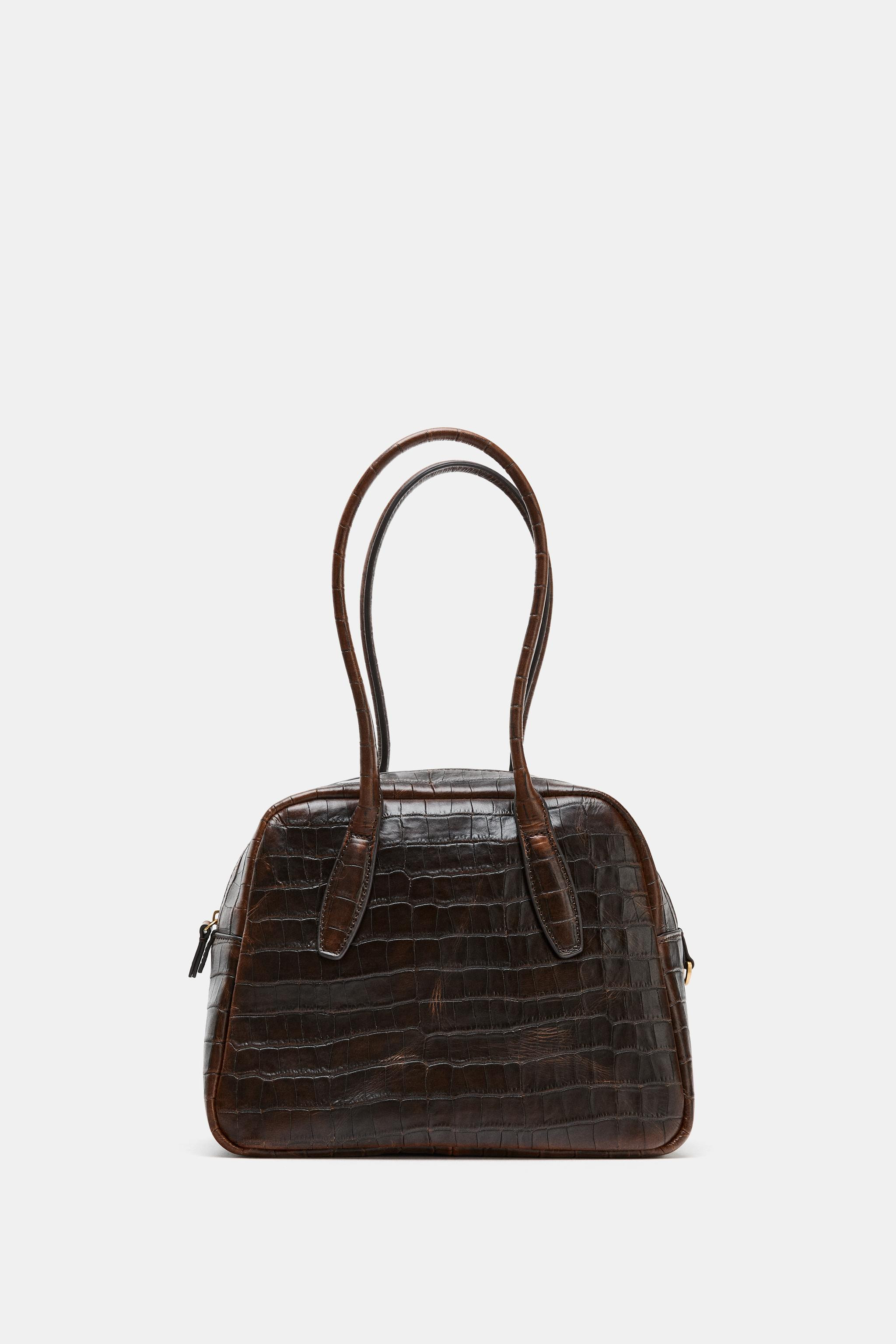 EMBOSSED LEATHER BOWLING BAG | Zara Canada