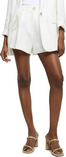 River Island Pleated Button Front Shorts | Nordstrom | Nordstrom
