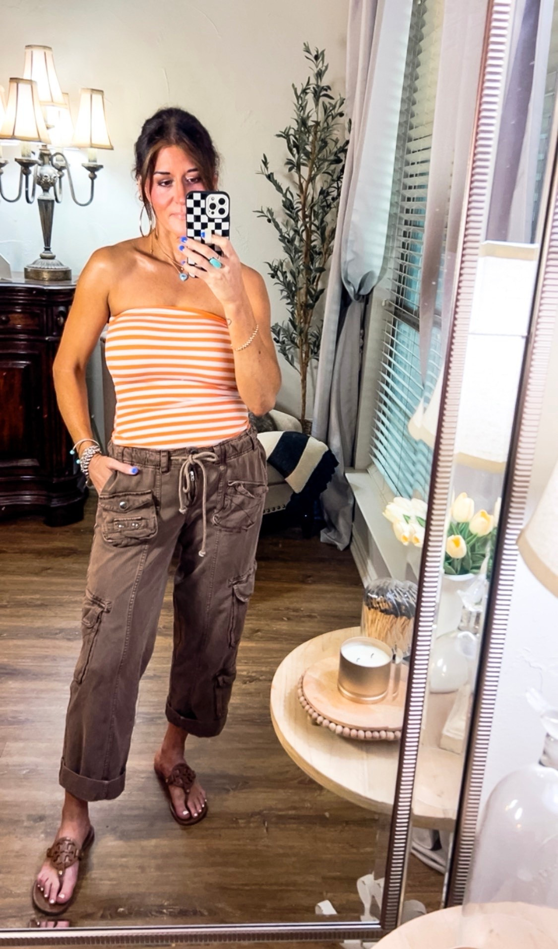 Target tube top, size small
Free People cargo pants, size XS