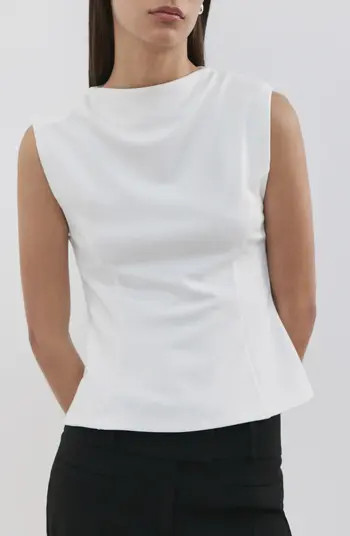 MANGO Sleeveless Flare Top with Shoulder Pads | Nordstrom | Nordstrom