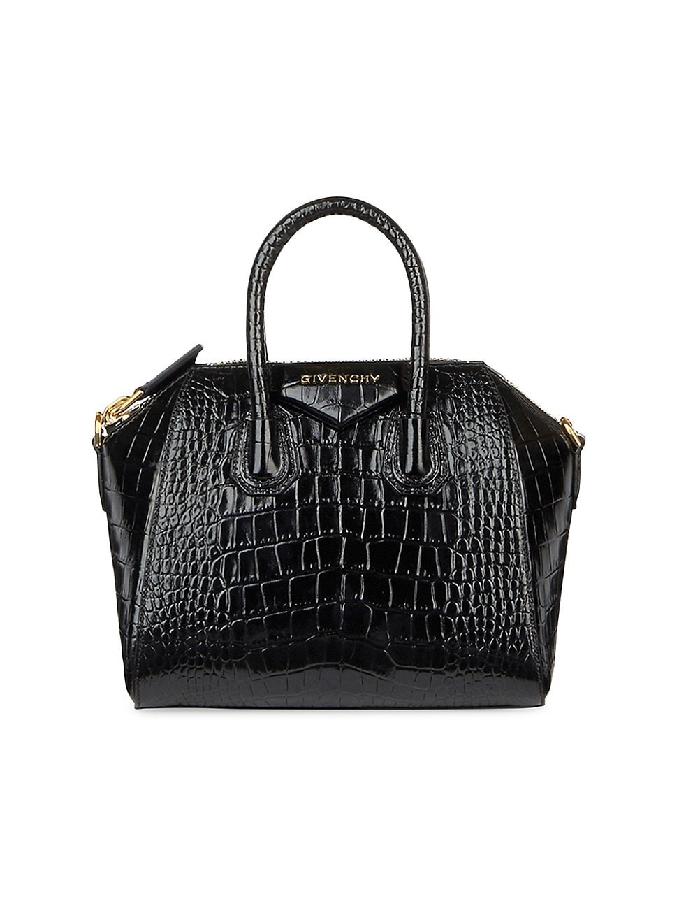 Women's Mini Antigona Bag In Crocodile Effect Leather - Black | Saks Fifth Avenue