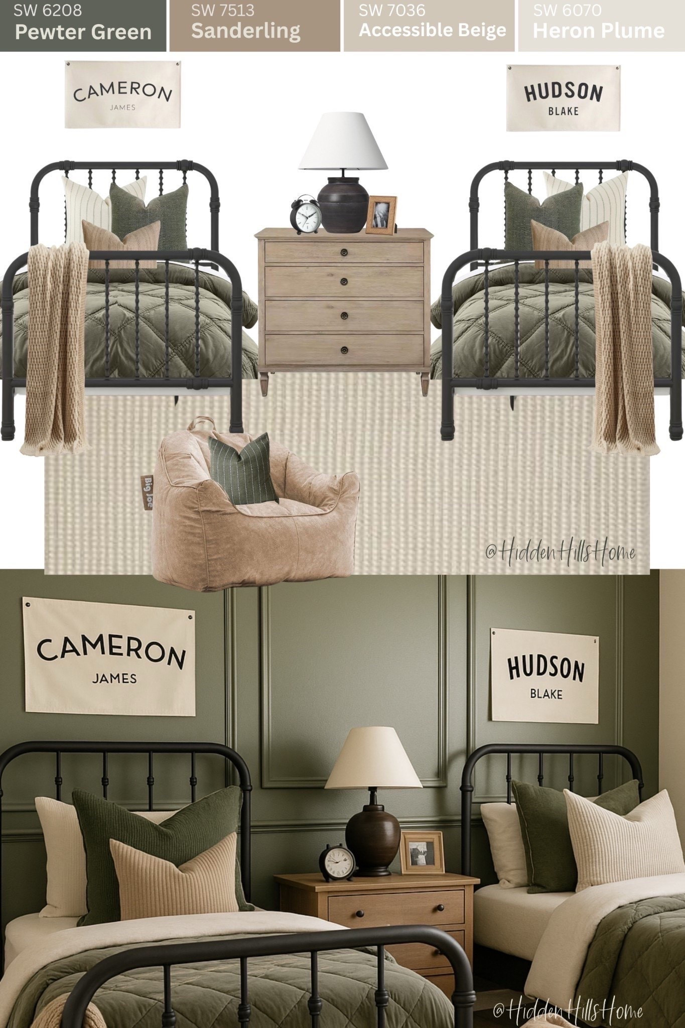 Shared boys bedroom mood board, boys bedroom design, green boys bedroom, kids bedroom, home decor, twin boys room, shared sibling bedroom, brothers bedroom design #boys

#LTKHome #LTKSaleAlert #LTKKids