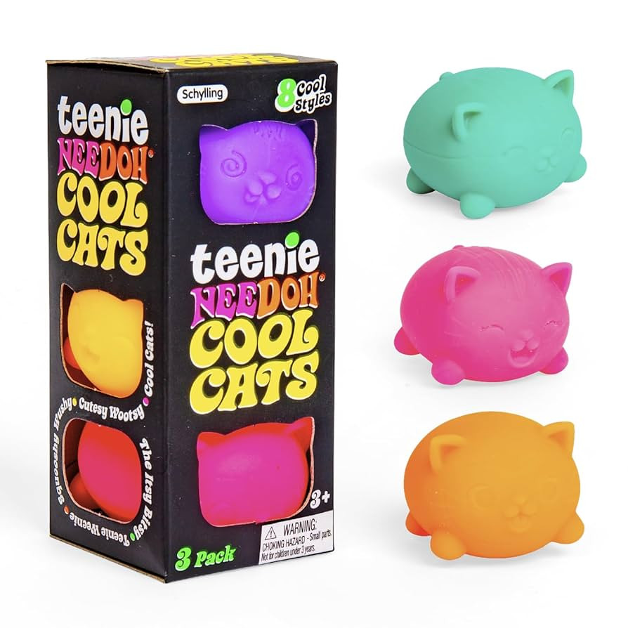 Schylling NeeDoh Teenie Cool Cat - Sensory Squeeze Toy - Contains 3 Mini Groovy Globs - 1.5" Wide... | Amazon (US)
