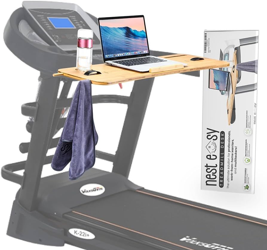 Nest Easy Bamboo Treadmill Desk Attachment - Durable & Ergonomic Curved Design. Adjustable Straps... | Amazon (US)