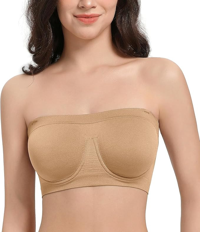 Lemorosy Women's Invisible Seamless Non-Padded Underwire Bandeau Multiway T-Shirt Bra | Amazon (US)