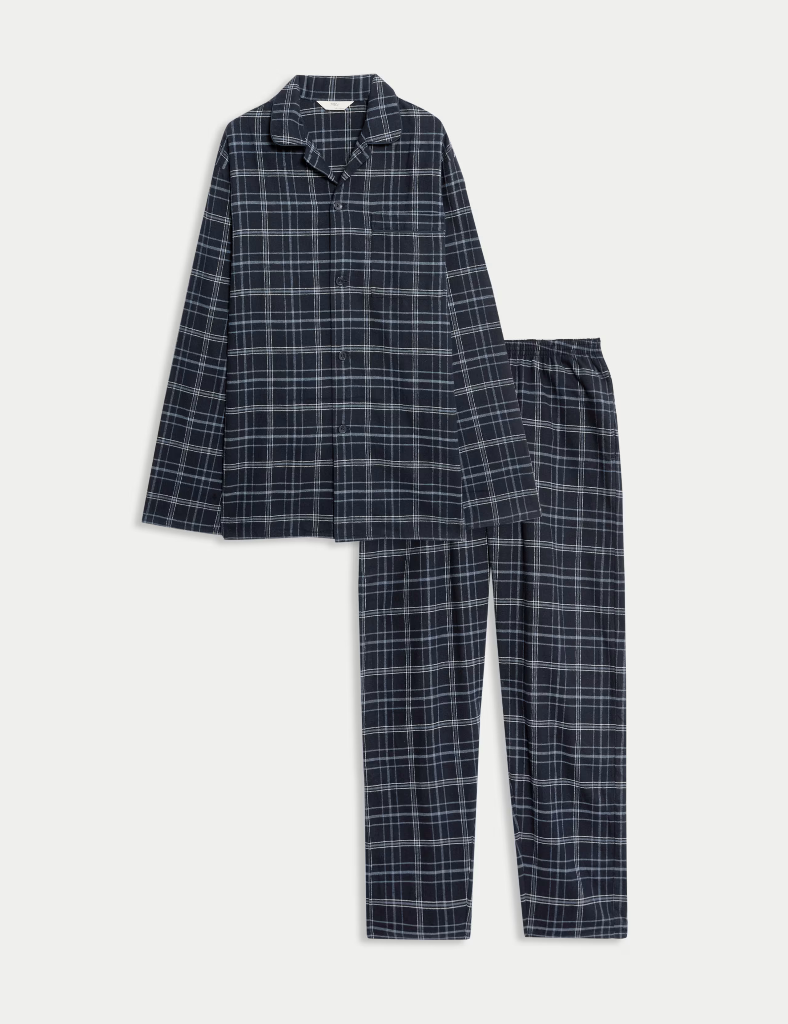 Pure Brushed Cotton Checked Pyjama Set | Marks & Spencer (UK)