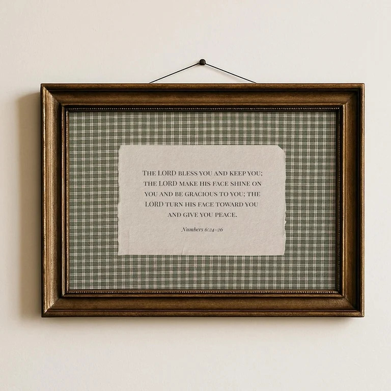 Vintage Green Gingham Christian Wall Art The Blessing Striped Bible Verse Rustic Home Decor, Unfr... | Walmart (US)