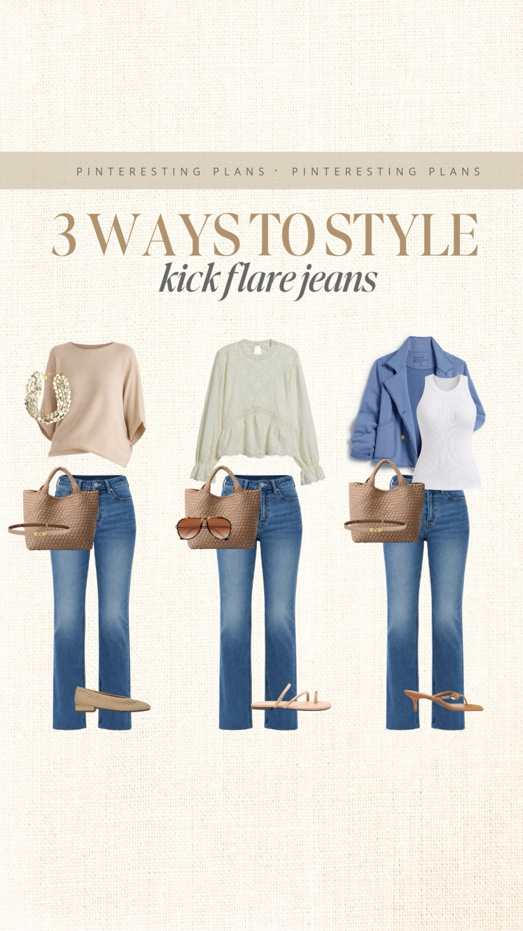 3 ways to style kick flare jeans for spring. The pinteresting plans team loves this pair!!

#LTKSeasonal #LTKootd #LTKOver40