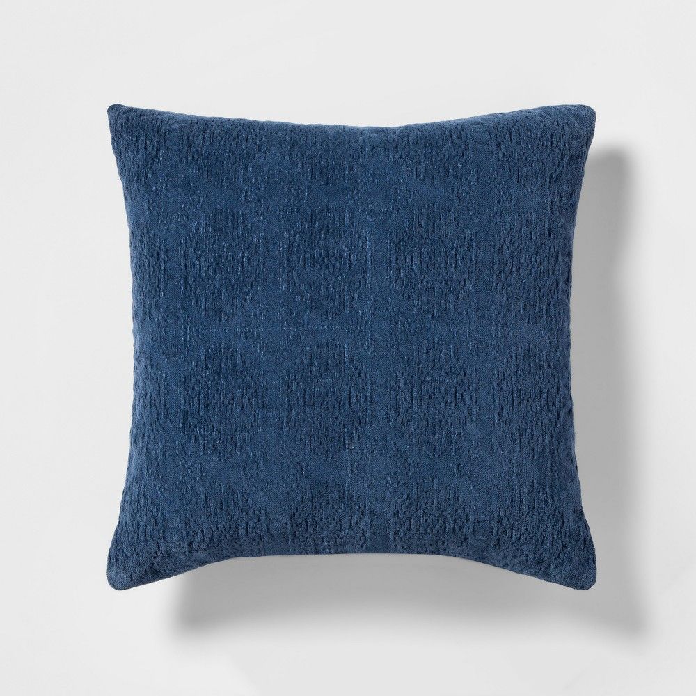 Stonewashed Chenille Square Throw Pillow Blue - Threshold | Target