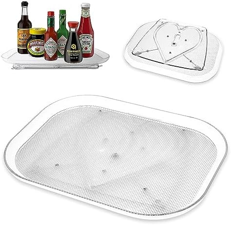 Lazy Susan Turntable Organizer for Refrigerator, Rectangle Lazy Susan Condiment Organizer for Cab... | Amazon (US)