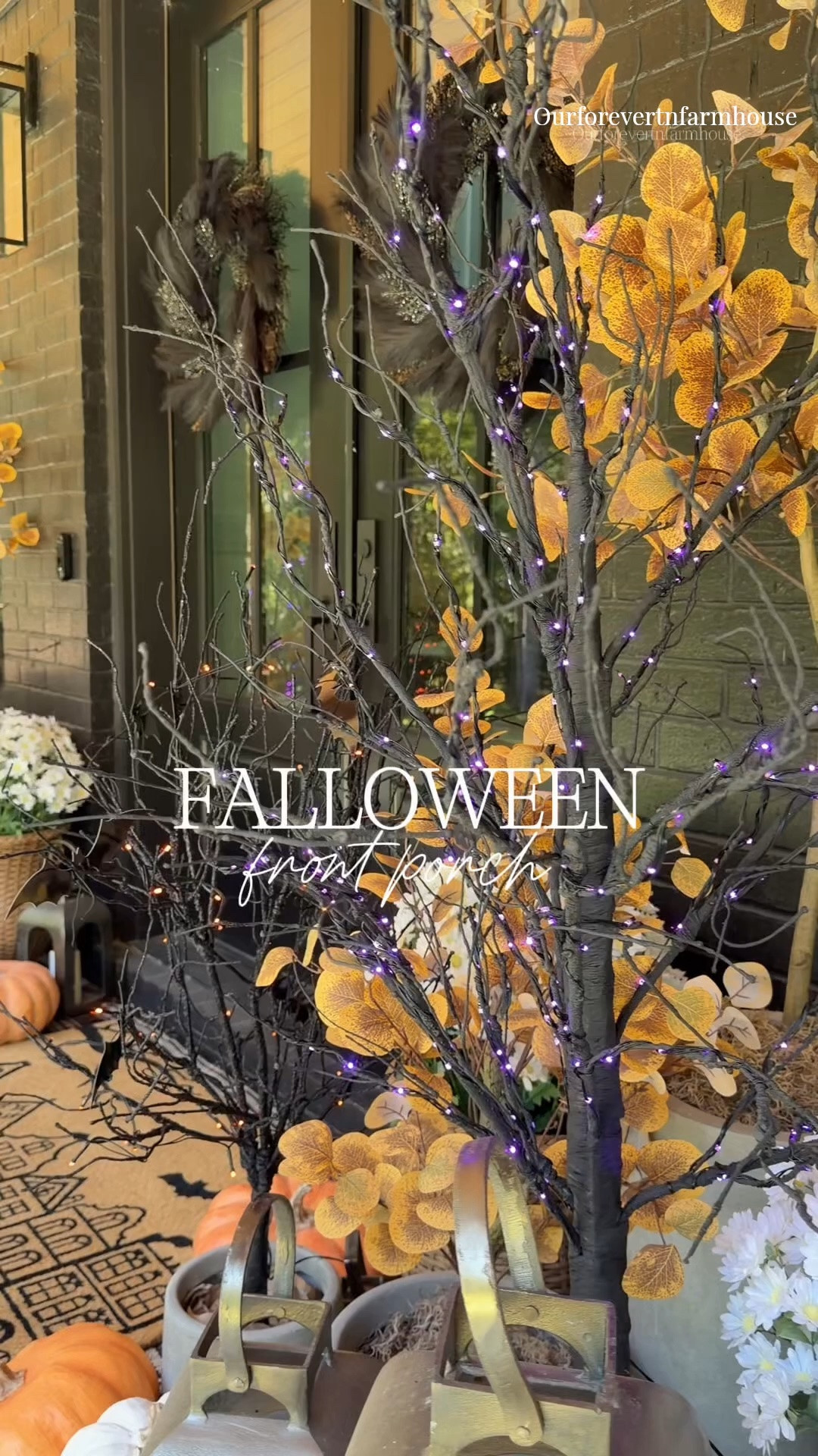 Remember our Falloween porch? 

I loved how this turned out, so I’m sharing it again while Nearly Natural is having a 3-day sale!

Get 35% off regular-priced items sitewide September 29–October 1 with code KAREY35.

The orange eucalyptus and black twig trees were such fun additions and gave the porch just the right amount of Halloween without making it too spooky.

I linked the Nearly Natural pieces in my LTK!