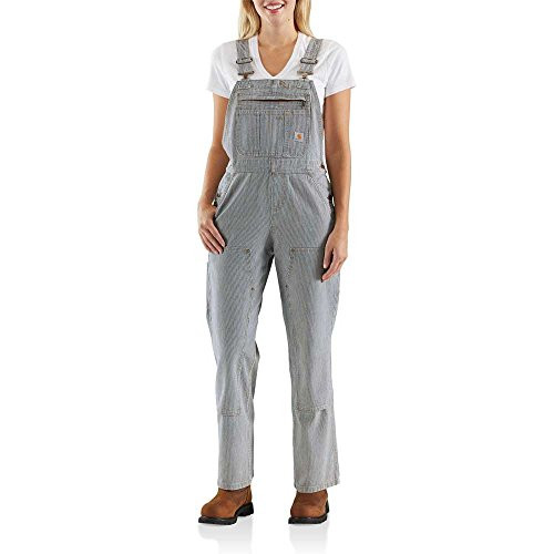 Amazon.com: Carhartt Women's Tall Brewster Double Front Railroad Striped Bib Overalls Pants, Rail... | Amazon (US)