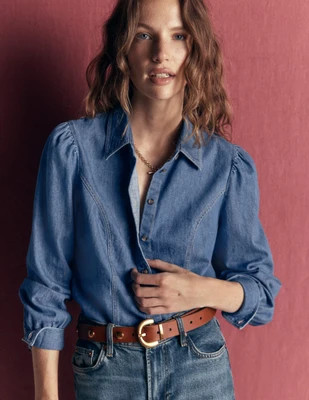 Boden Women's Sky Denim Shirt in Blue | Size 2 | Boden (US)