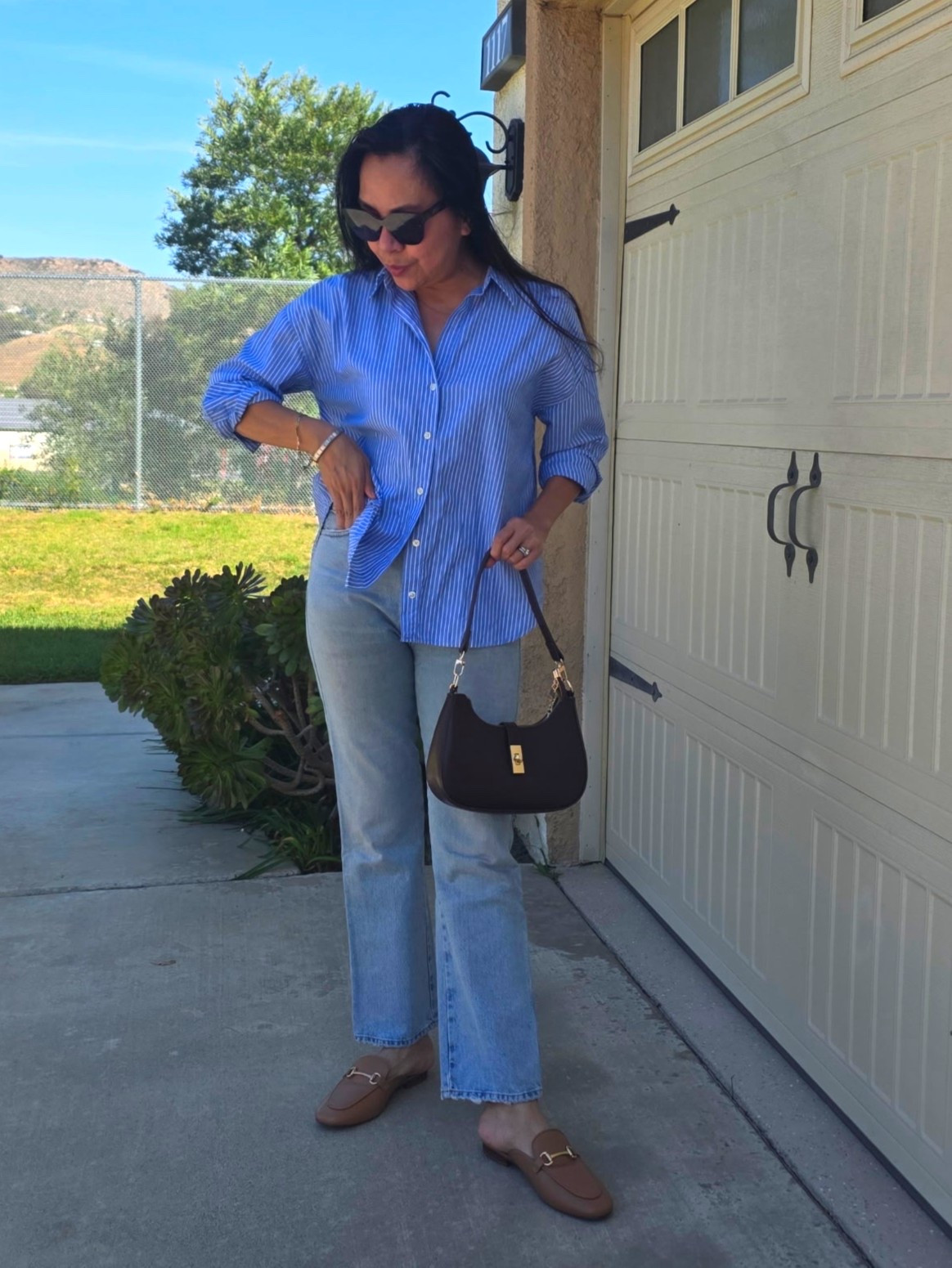 Everyday outfit, casual look, denim style, striped button down shirt

#LTKgrwm #LTKdayinmylife #LTKootd