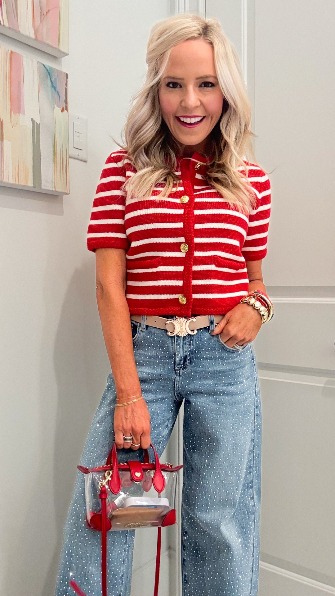 HOCO festivity and all the rhinestone flair!! wearing 24 in jeans and XS in sweater • 

#LTKSeasonal #LTKFindsUnder100 #LTKOver40