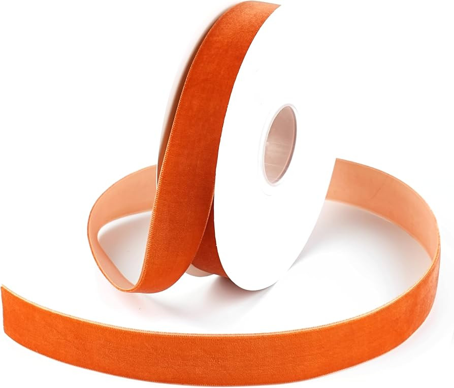 Terracotta Velvet Ribbon 1 Inch Single Face Burnt Orange Velvet Ribbon for Christmas Tree Decotat... | Amazon (US)